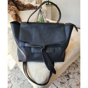 Annabelle Ingall Black Pebbled Leather Crossbody Annie Hand Bag